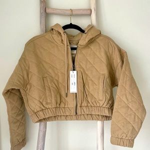 Brand New Quilted Taupe Jacket with Hood
